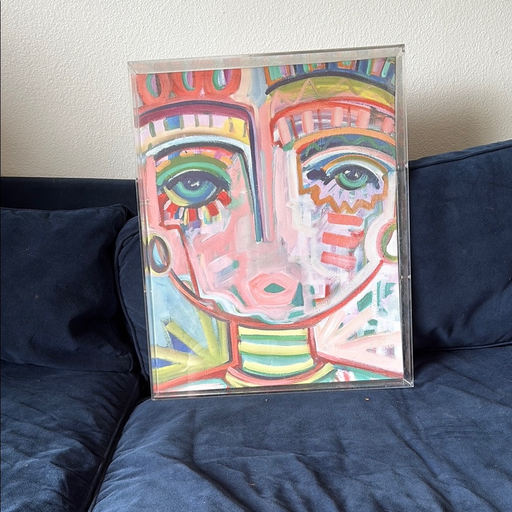 Abstract Face Art Print in Multicolor Frame